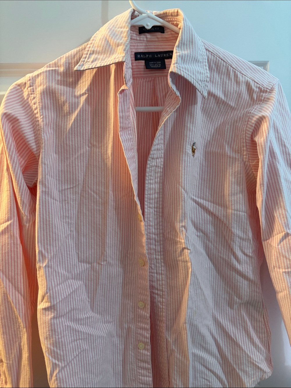 Ralph Lauren Pink and White Striped Button-Up Dress Shirt